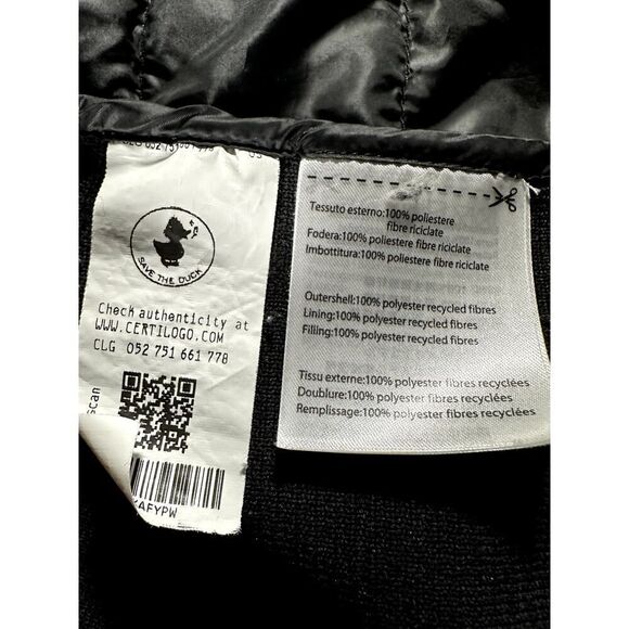 Save The Duck Women’s Sz 1X Plumtech Jacket Zip Quilted Half Puffer Black - Picture 10 of 10